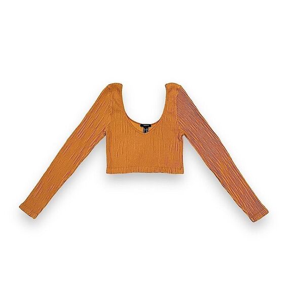 Forever 21 Orange Long Sleeves Cropped Top M/L - Picture 5 of 8